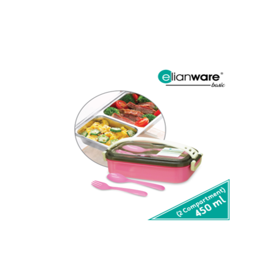Pink Handle Lunch Box with Stainless Steel
