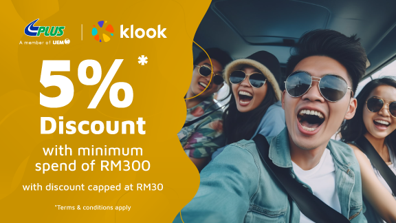 KLOOK: 5% off sitewide, min spend RM300 and capped RM30