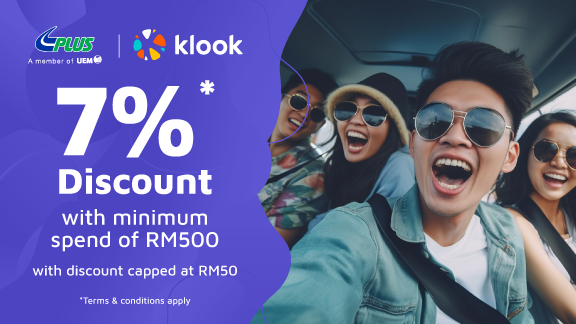 KLOOK: 7% off sitewide, min spend RM500 and capped RM50
